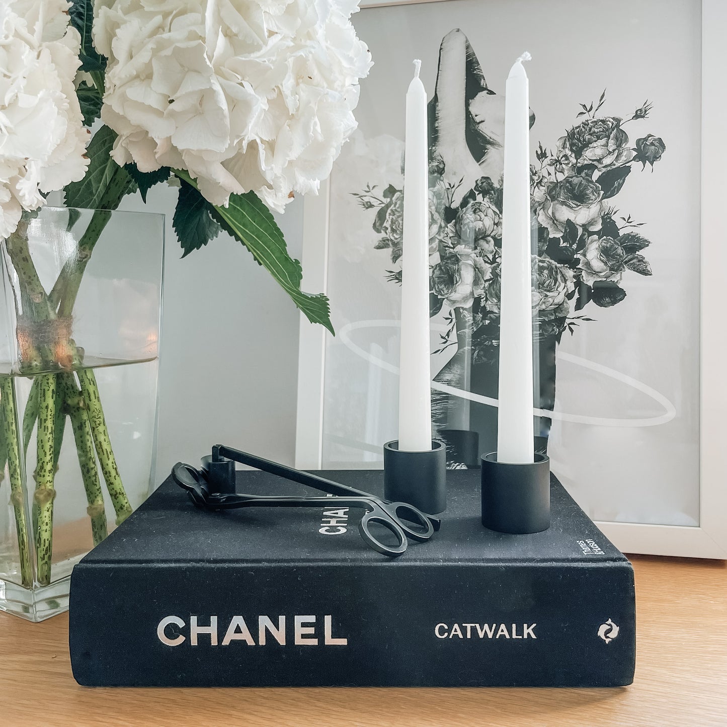 Brass Column Candle Holder Black