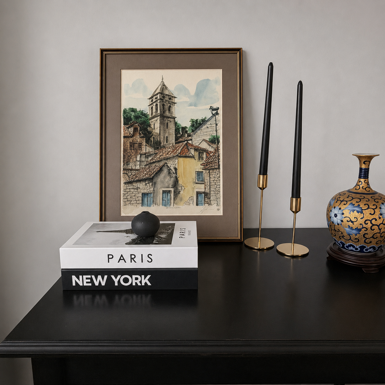 Curated Find | Framed Korčula, Croatia Vintage Watercolour - signed (Pre-Loved)